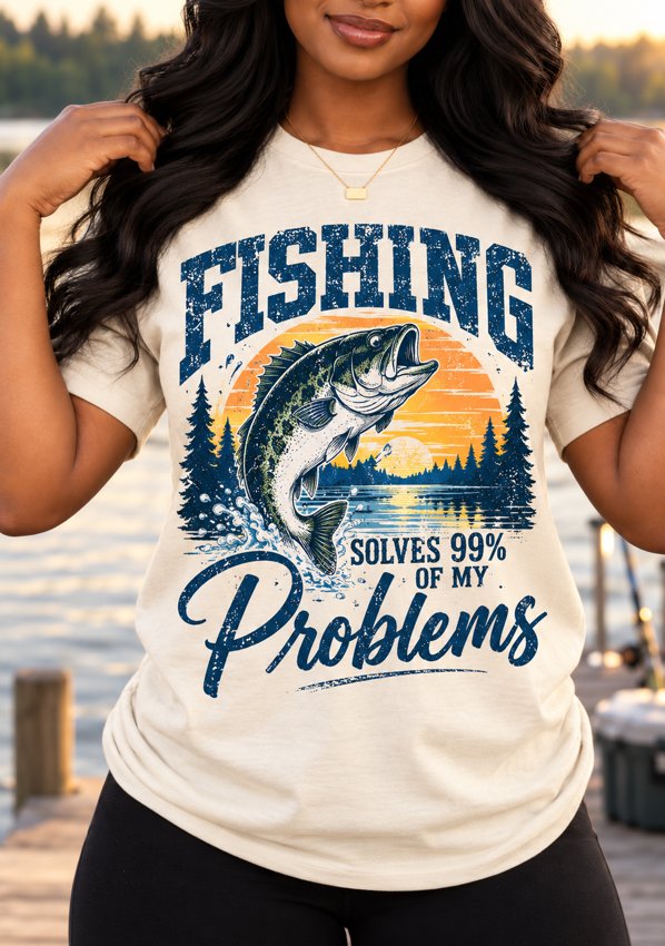 Fishing / Outdoors artwork on the same model with a niche-matched shirt and scene