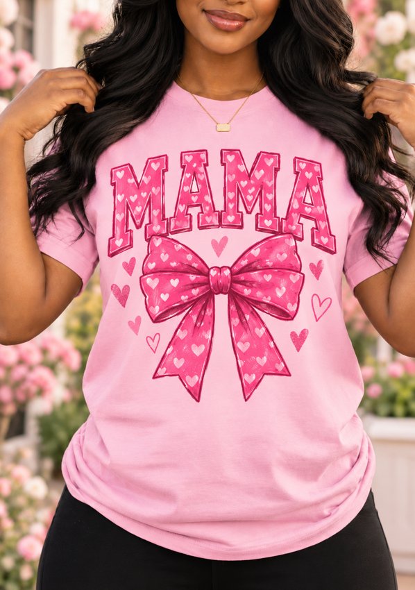 Mama / Coquette artwork on the same model with a niche-matched shirt and scene